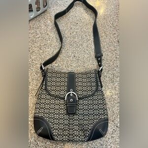 Coach SoHo Black and Gray signature Shoulder Bag VGUC